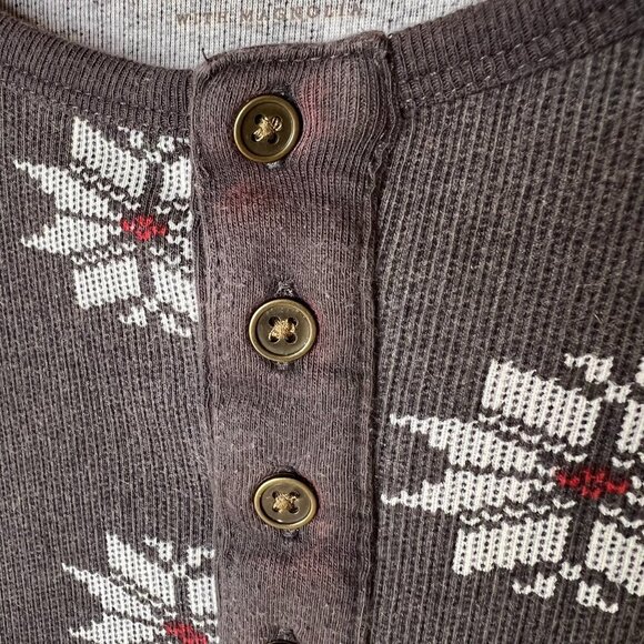 Hearth & Hand Top Womens SZ Medium Gray Fair Isle Long Sleeve 1/4 Button Casual - Picture 7 of 16